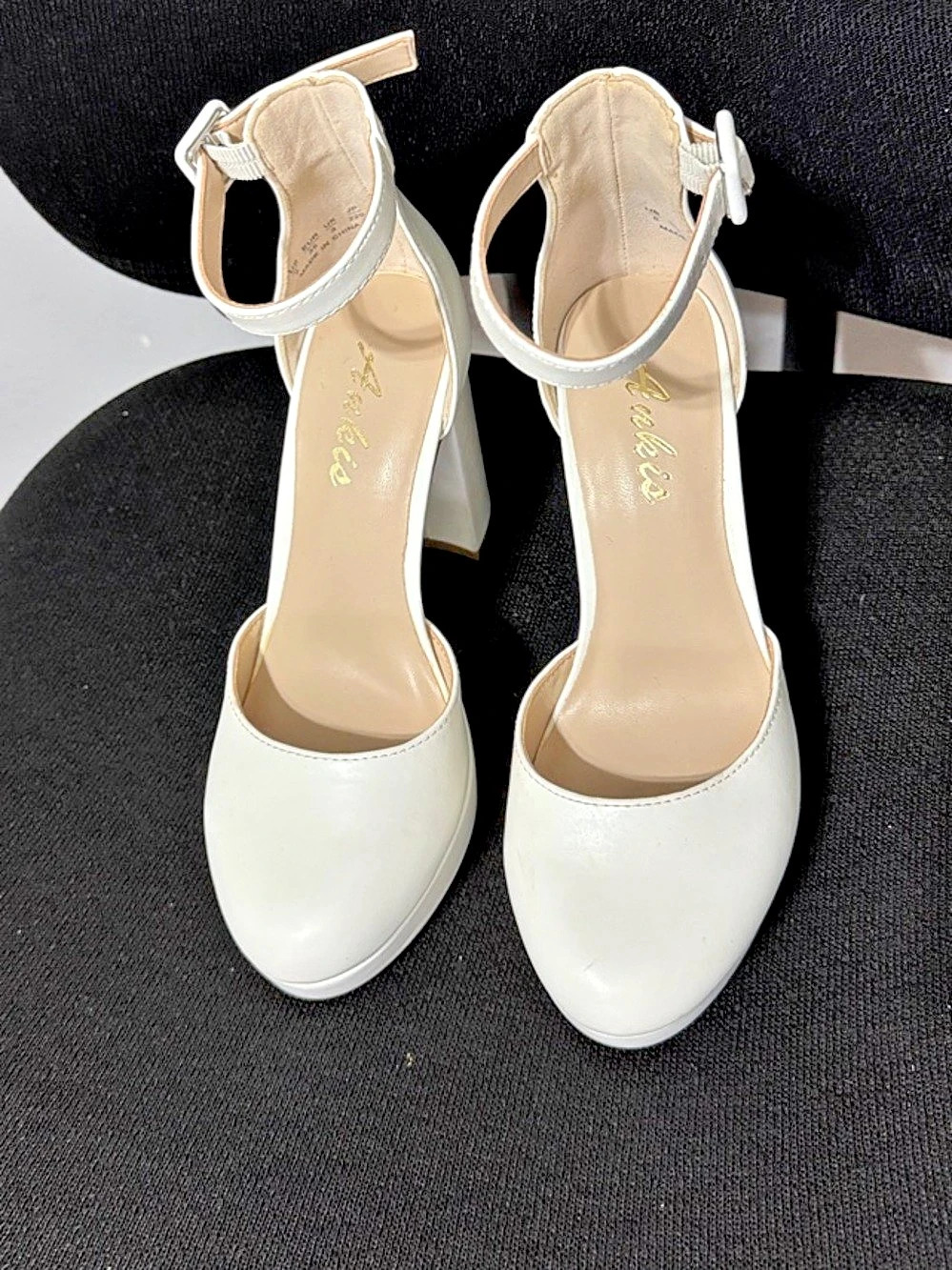 Ankis Platform Closed Toe Heels for Women White US 5